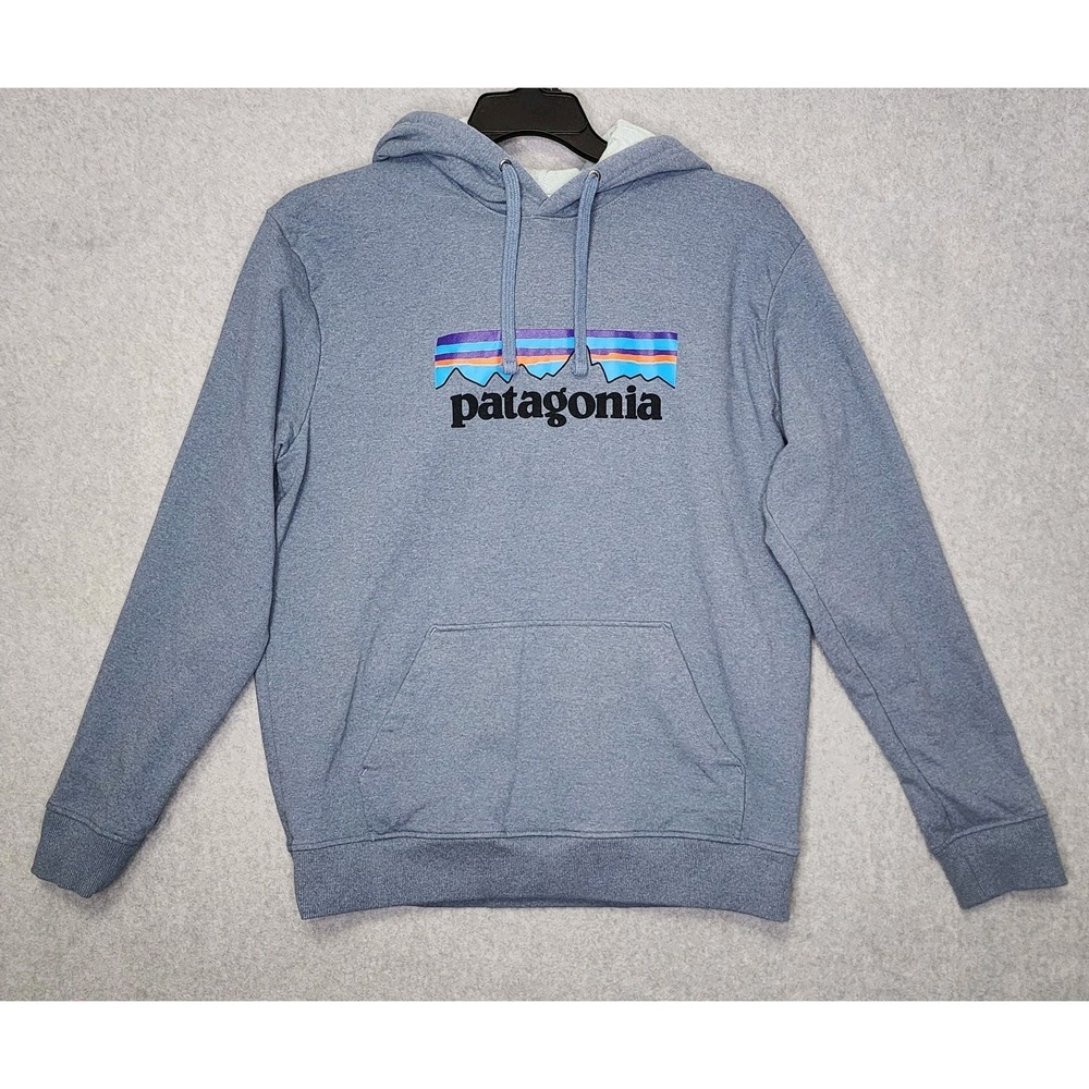 Patagonia Men's P-6 Logo Uprisal Hoody Plume Grey Blue Large Pullover Hoodie